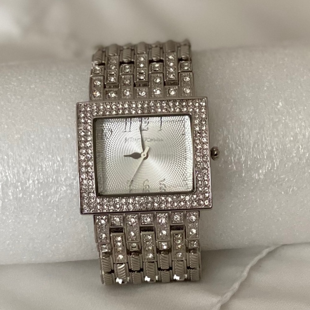 Betsey Johnson • Silver Jeweled Bracelet Watch